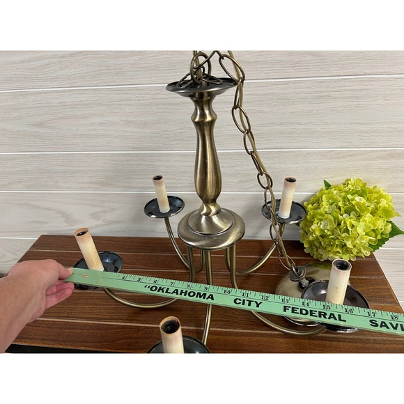 Vintage Contemporary Minimalist Brass Finish 5-arm Chandelier - Picture 8 of 8